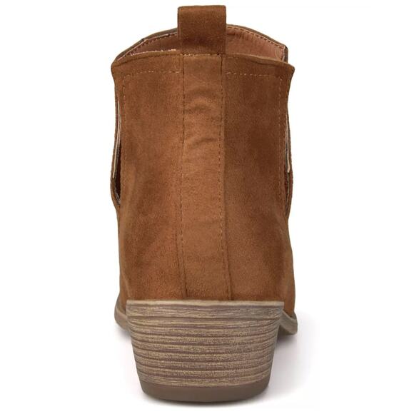 Journee Collection Women Ankle Booties Rimi Size US 6.5M Camel Brown Faux Suede - Picture 3 of 5